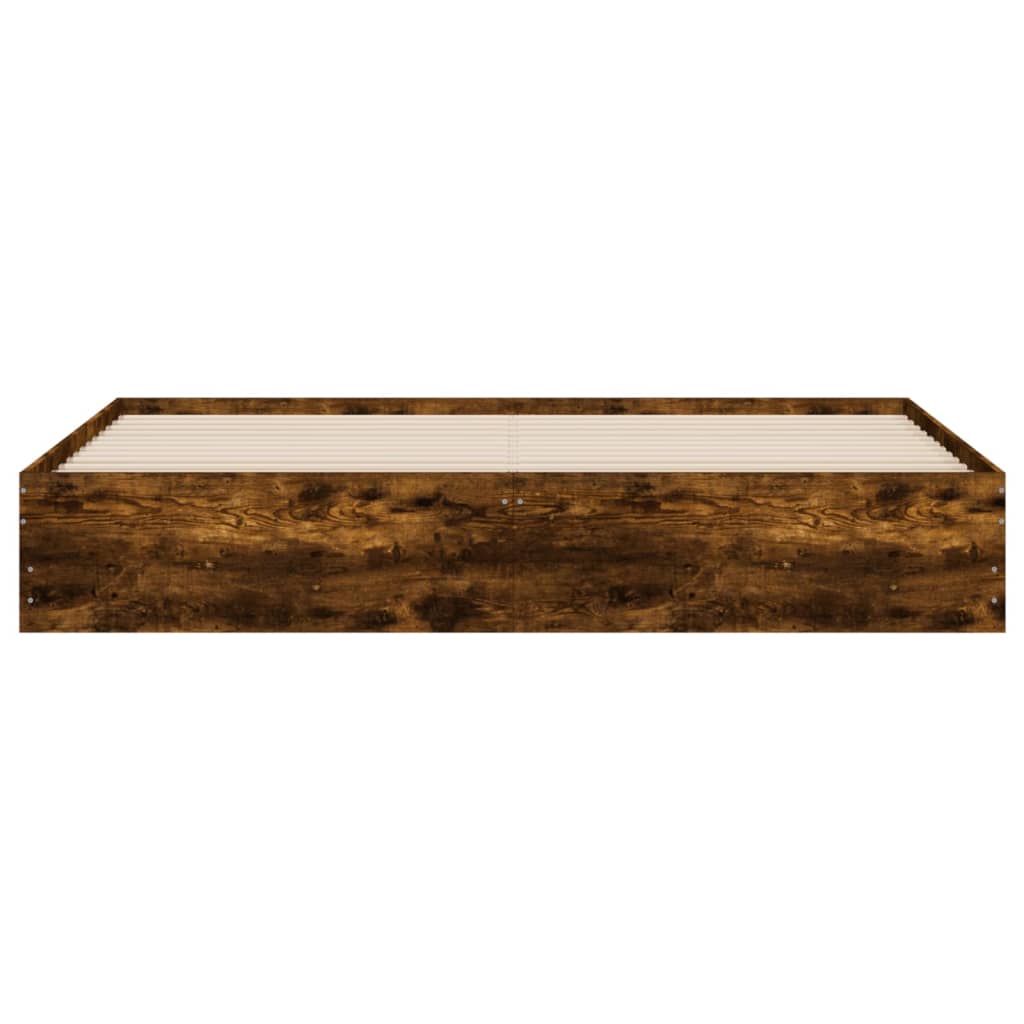 vidaXL Cadru de pat cu sertare stejar fumuriu 180x200cm lemn prelucrat