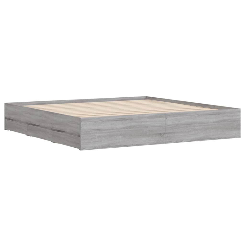 vidaXL Cadru de pat cu sertare gri sonoma 180x200 cm lemn prelucrat