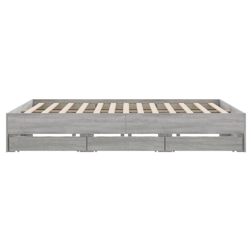 vidaXL Cadru de pat cu sertare gri sonoma 180x200 cm lemn prelucrat