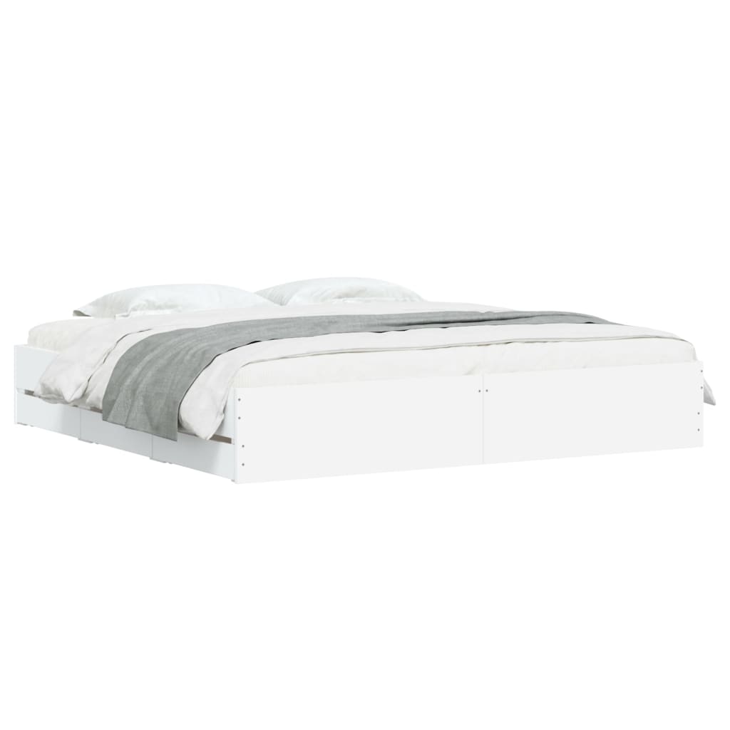 vidaXL Cadru de pat cu sertare, alb, 160x200 cm, lemn prelucrat vidaXL Cadru de pat cu sertare, alb, 160x200 cm, lemn prelucrat