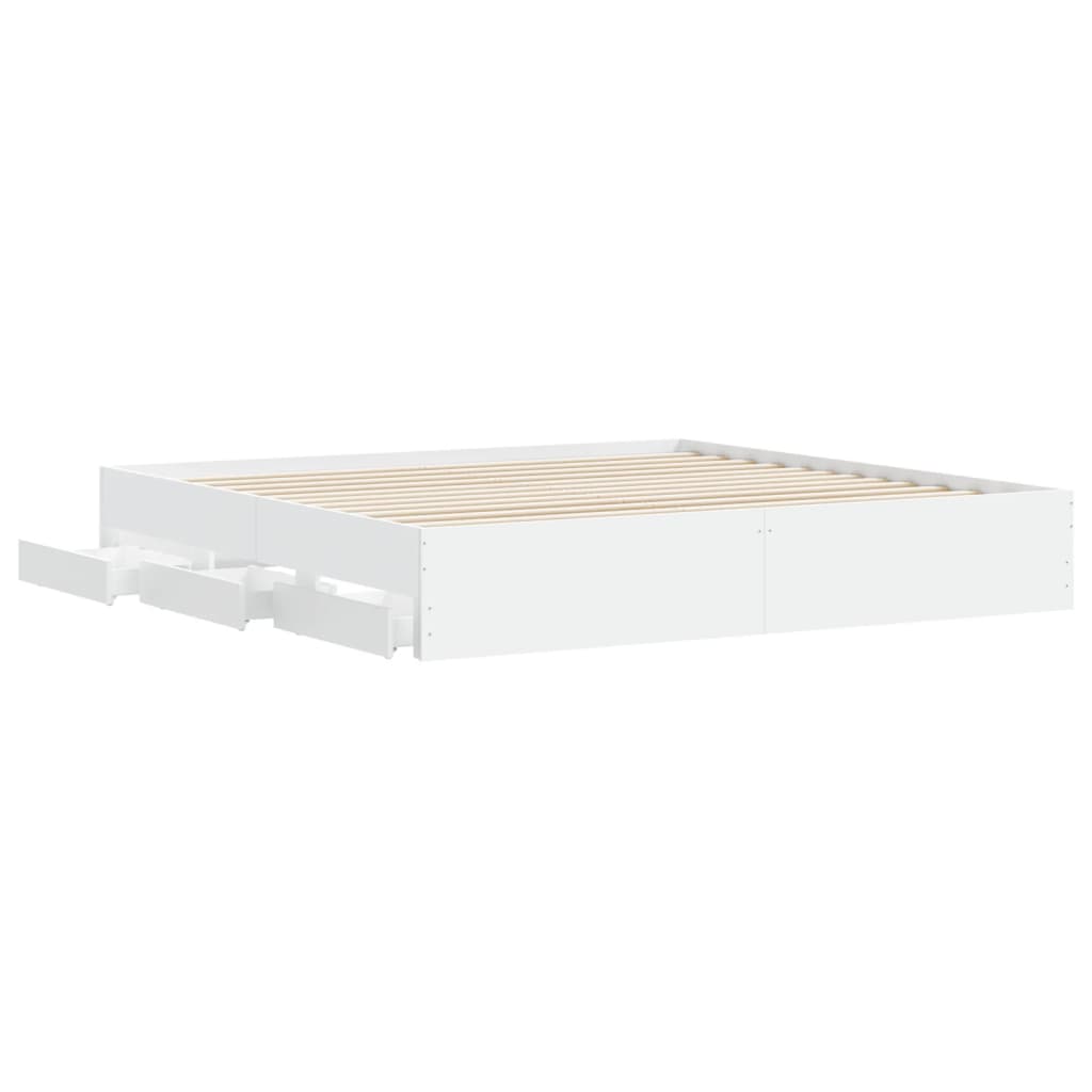 vidaXL Cadru de pat cu sertare, alb, 160x200 cm, lemn prelucrat vidaXL Cadru de pat cu sertare, alb, 160x200 cm, lemn prelucrat