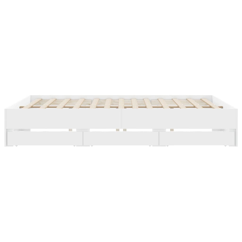 vidaXL Cadru de pat cu sertare, alb, 160x200 cm, lemn prelucrat vidaXL Cadru de pat cu sertare, alb, 160x200 cm, lemn prelucrat