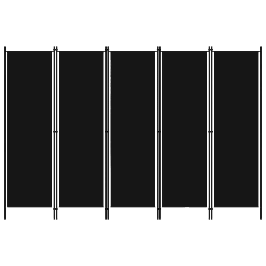 vidaXL Paravan de cameră cu 5 panouri, negru, 250 x 180 cm vidaXL Paravan de cameră cu 5 panouri, negru, 250 x 180 cm