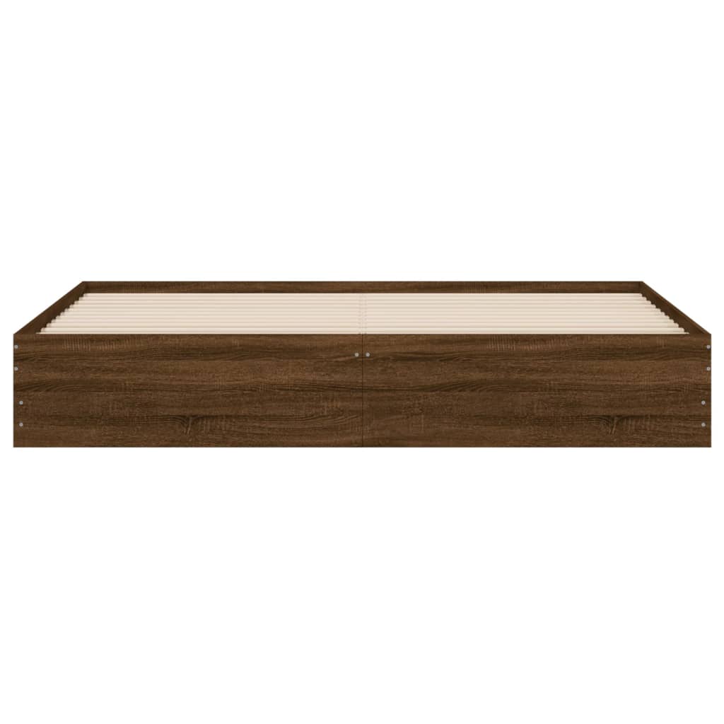 vidaXL Cadru de pat cu sertare, stejar maro, 160x200 cm lemn prelucrat