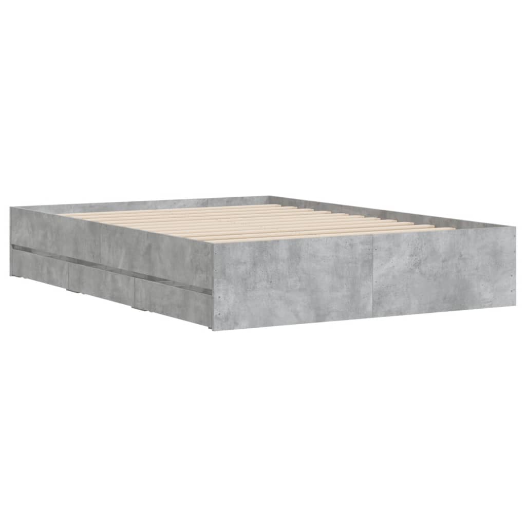 vidaXL Cadru de pat cu sertare, gri beton, 120x200 cm, lemn prelucrat vidaXL Cadru de pat cu sertare, gri beton, 120x200 cm, lemn prelucrat