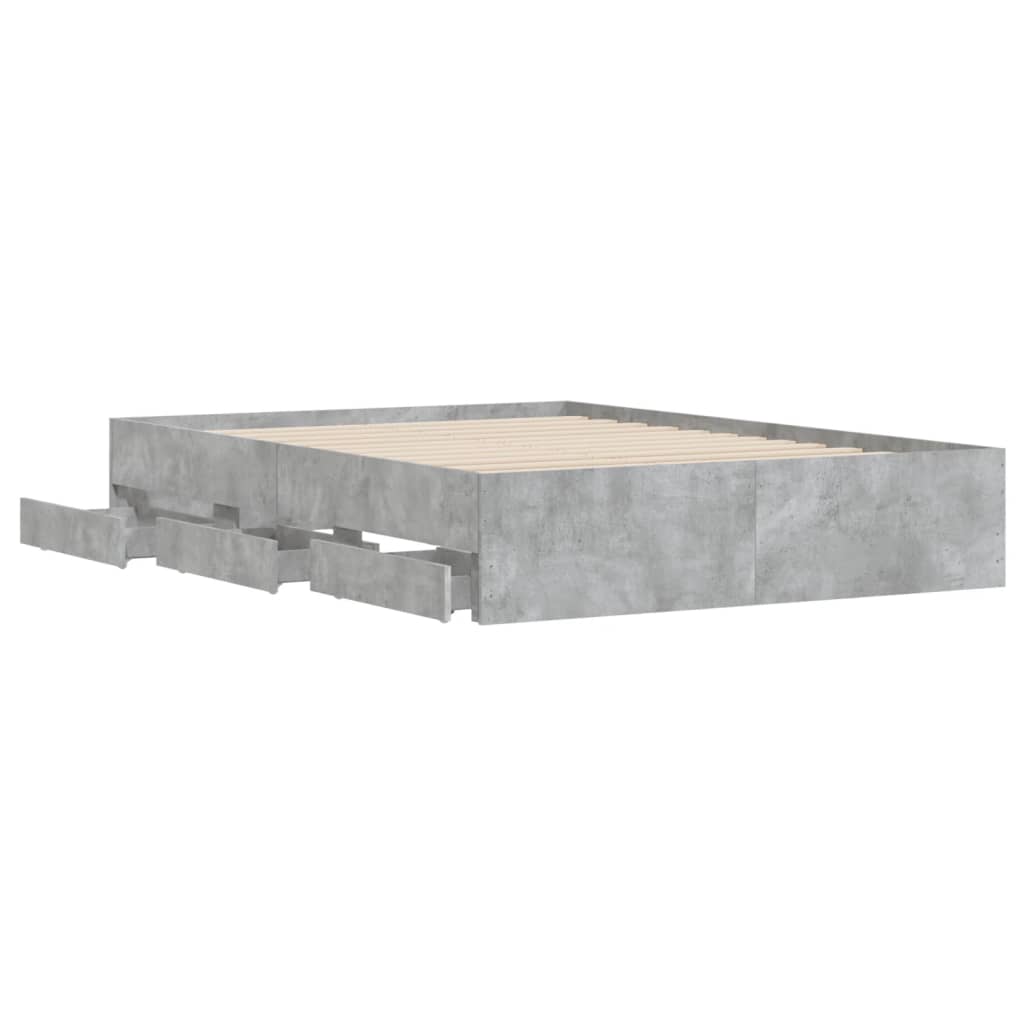 vidaXL Cadru de pat cu sertare, gri beton, 120x200 cm, lemn prelucrat vidaXL Cadru de pat cu sertare, gri beton, 120x200 cm, lemn prelucrat