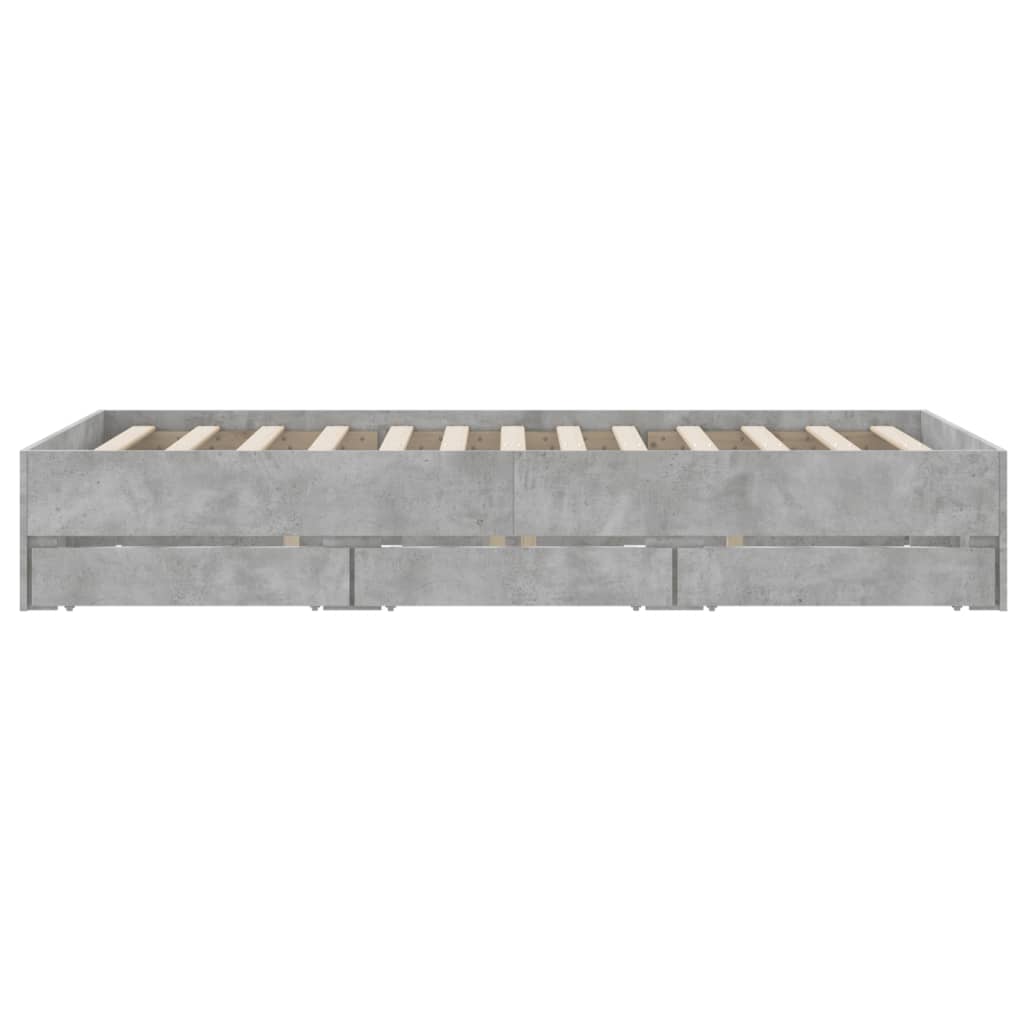 vidaXL Cadru de pat cu sertare, gri beton, 120x200 cm, lemn prelucrat vidaXL Cadru de pat cu sertare, gri beton, 120x200 cm, lemn prelucrat