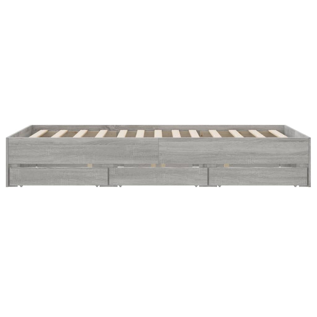 vidaXL Cadru de pat cu sertare gri sonoma 120x200 cm lemn prelucrat