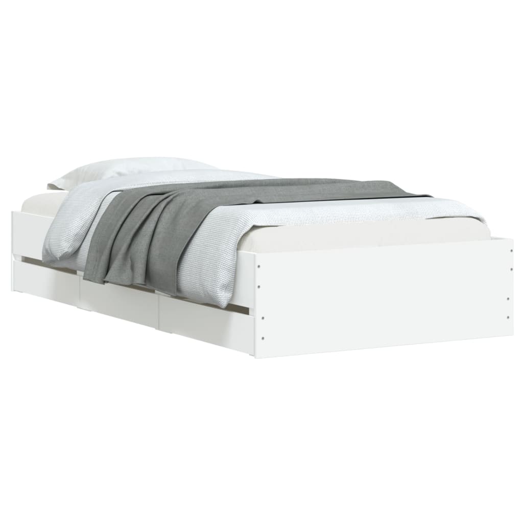 vidaXL Cadru de pat cu sertare, alb, 100x200 cm, lemn prelucrat vidaXL Cadru de pat cu sertare, alb, 100x200 cm, lemn prelucrat
