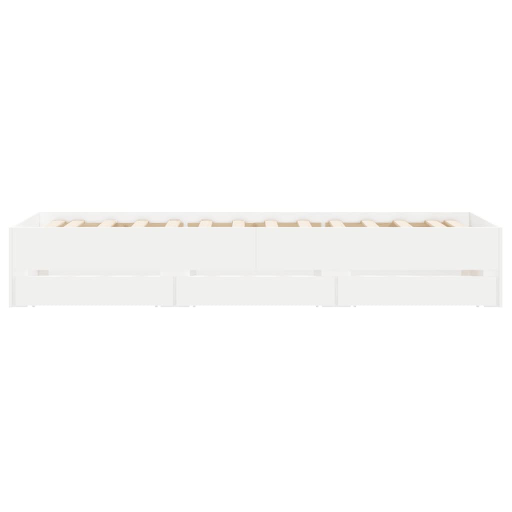 vidaXL Cadru de pat cu sertare, alb, 100x200 cm, lemn prelucrat vidaXL Cadru de pat cu sertare, alb, 100x200 cm, lemn prelucrat