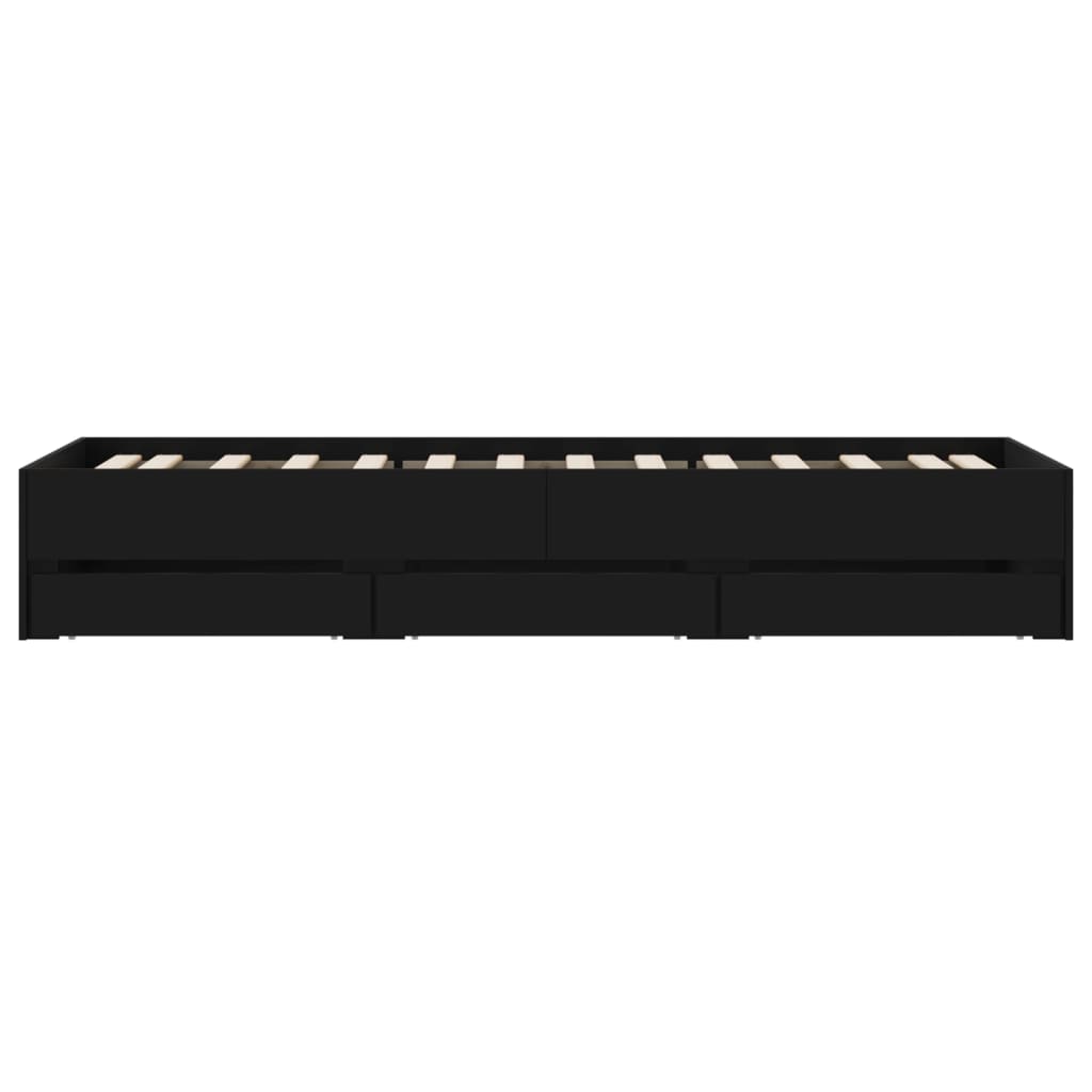 vidaXL Cadru de pat cu sertare, negru, 100x200 cm, lemn prelucrat vidaXL Cadru de pat cu sertare, negru, 100x200 cm, lemn prelucrat