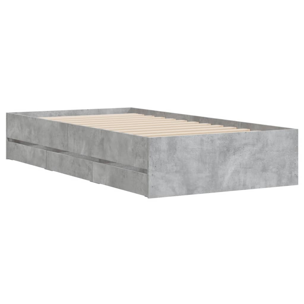 vidaXL Cadru de pat cu sertare, gri beton, 100x200 cm, lemn prelucrat vidaXL Cadru de pat cu sertare, gri beton, 100x200 cm, lemn prelucrat