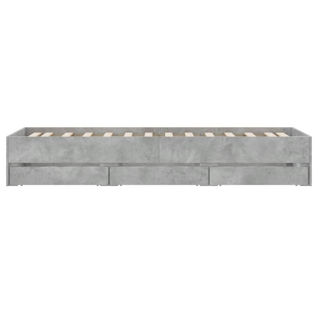 vidaXL Cadru de pat cu sertare, gri beton, 100x200 cm, lemn prelucrat vidaXL Cadru de pat cu sertare, gri beton, 100x200 cm, lemn prelucrat