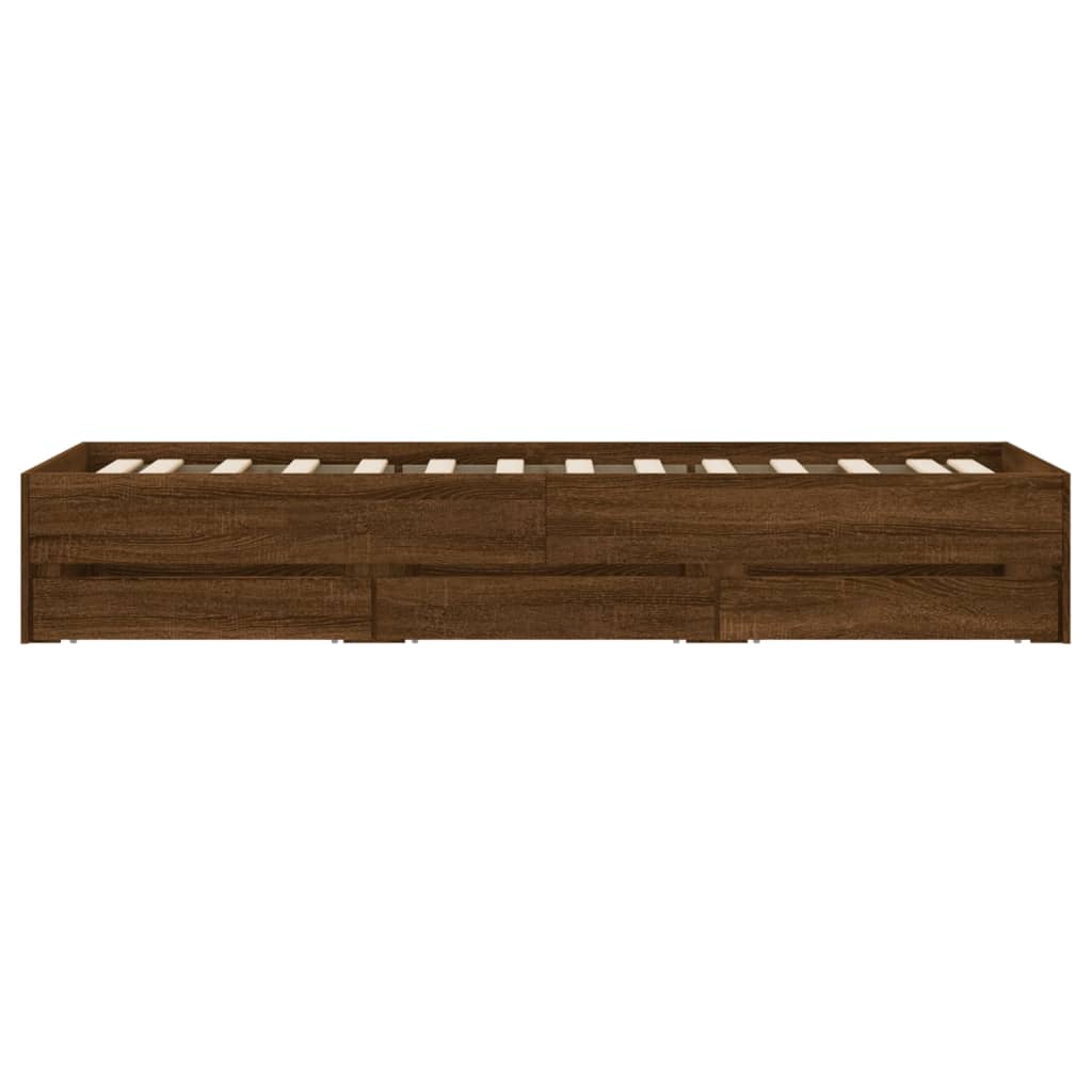 vidaXL Cadru de pat cu sertare, stejar maro, 100x200 cm lemn prelucrat