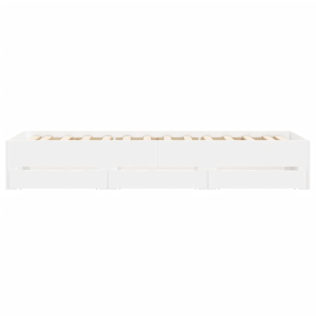 vidaXL Cadru de pat cu sertare, alb, 90x200 cm, lemn prelucrat vidaXL Cadru de pat cu sertare, alb, 90x200 cm, lemn prelucrat