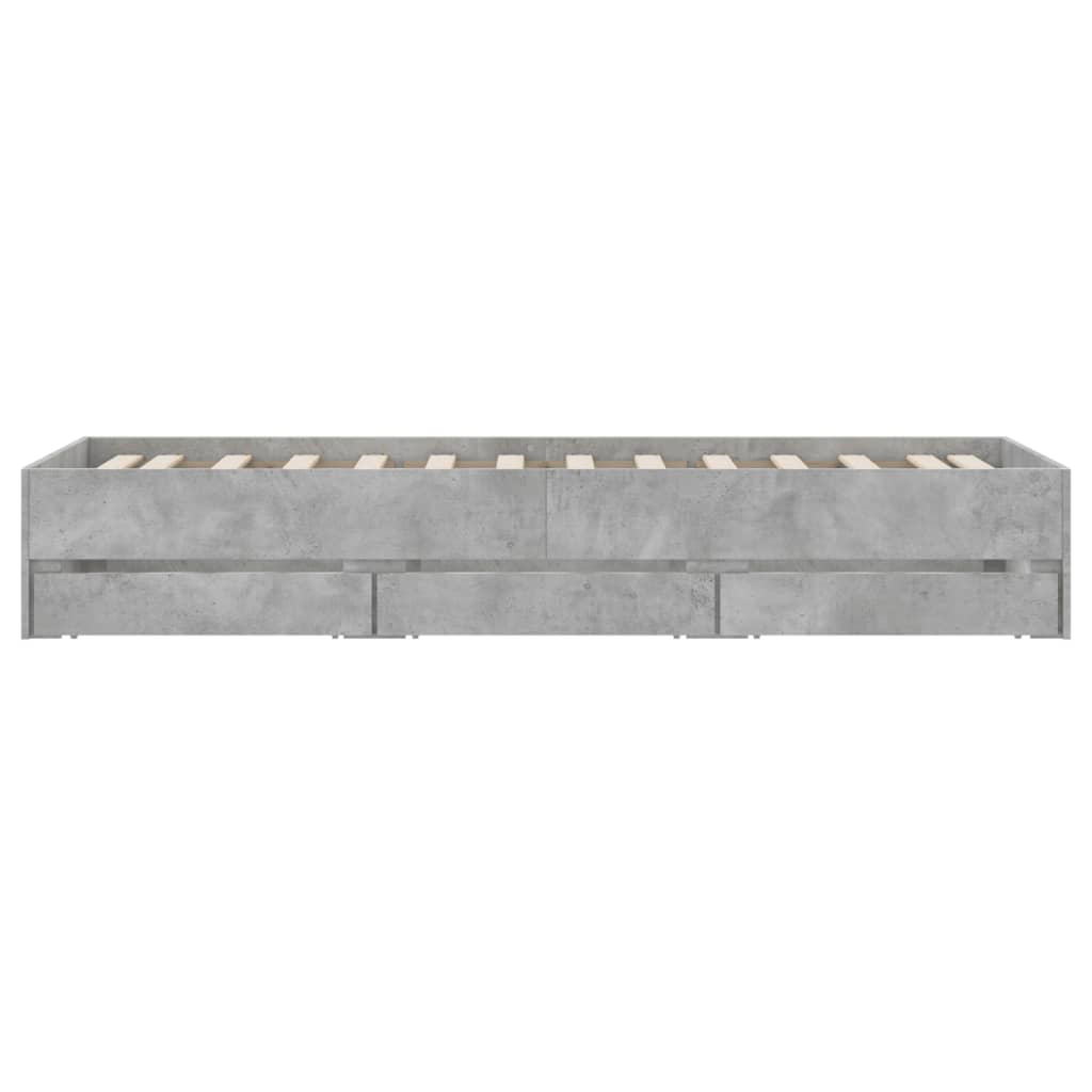 vidaXL Cadru de pat cu sertare, gri beton, 90x200 cm, lemn prelucrat vidaXL Cadru de pat cu sertare, gri beton, 90x200 cm, lemn prelucrat