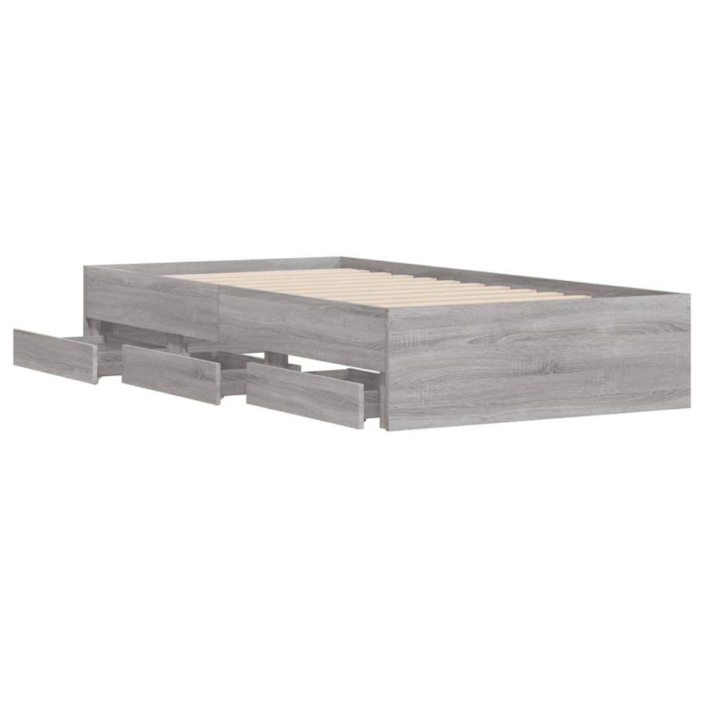 vidaXL Cadru de pat cu sertare gri sonoma 90x200 cm lemn prelucrat