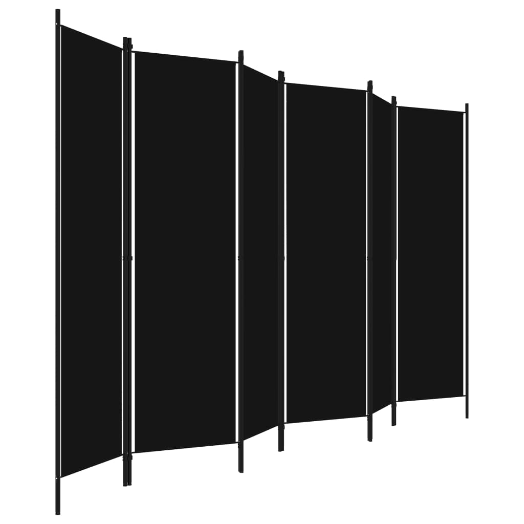 vidaXL Paravan de cameră cu 6 panouri, negru, 300 x 180 cm