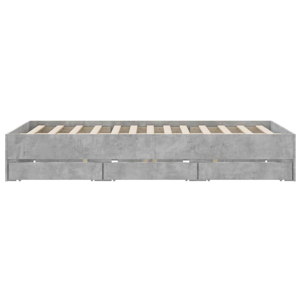 vidaXL Cadru de pat cu sertare, gri beton, 140x190 cm, lemn prelucrat vidaXL Cadru de pat cu sertare, gri beton, 140x190 cm, lemn prelucrat