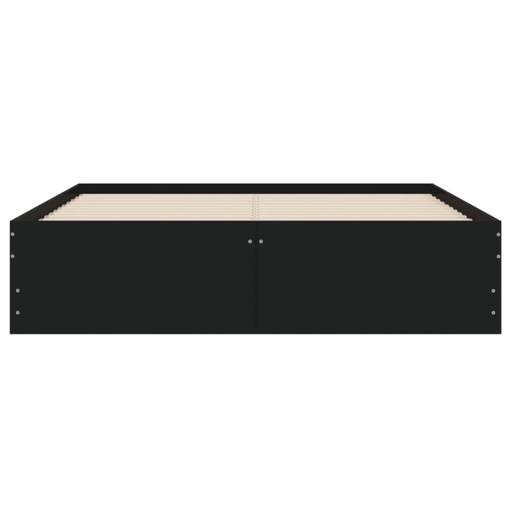 vidaXL Cadru de pat cu sertare, negru, 135x190 cm, lemn prelucrat vidaXL Cadru de pat cu sertare, negru, 135x190 cm, lemn prelucrat
