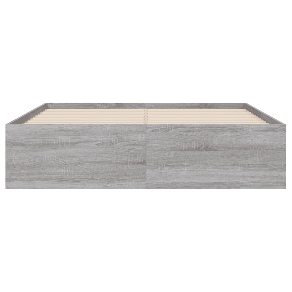 vidaXL Cadru de pat cu sertare, gri sonoma, 135x190 cm, lemn prelucrat