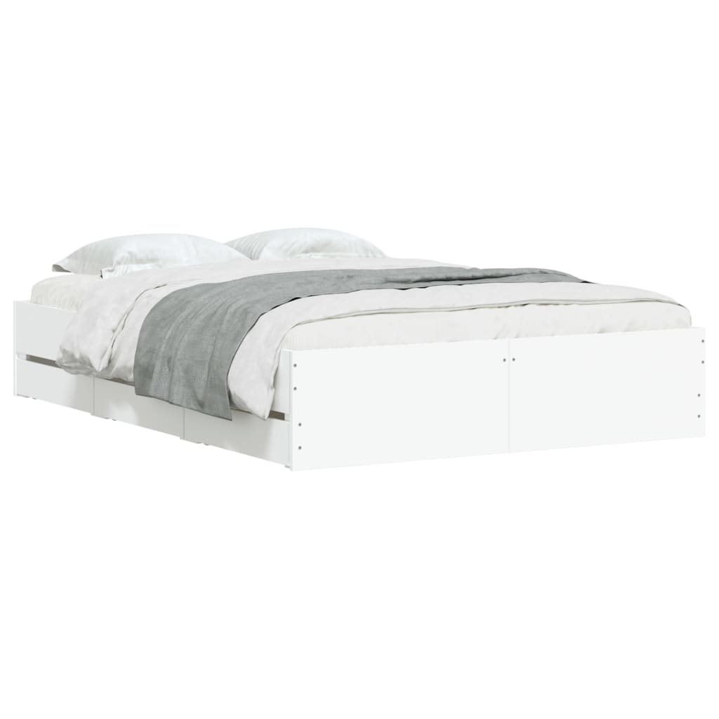 vidaXL Cadru de pat cu sertare, alb, 120x190 cm, lemn prelucrat vidaXL Cadru de pat cu sertare, alb, 120x190 cm, lemn prelucrat