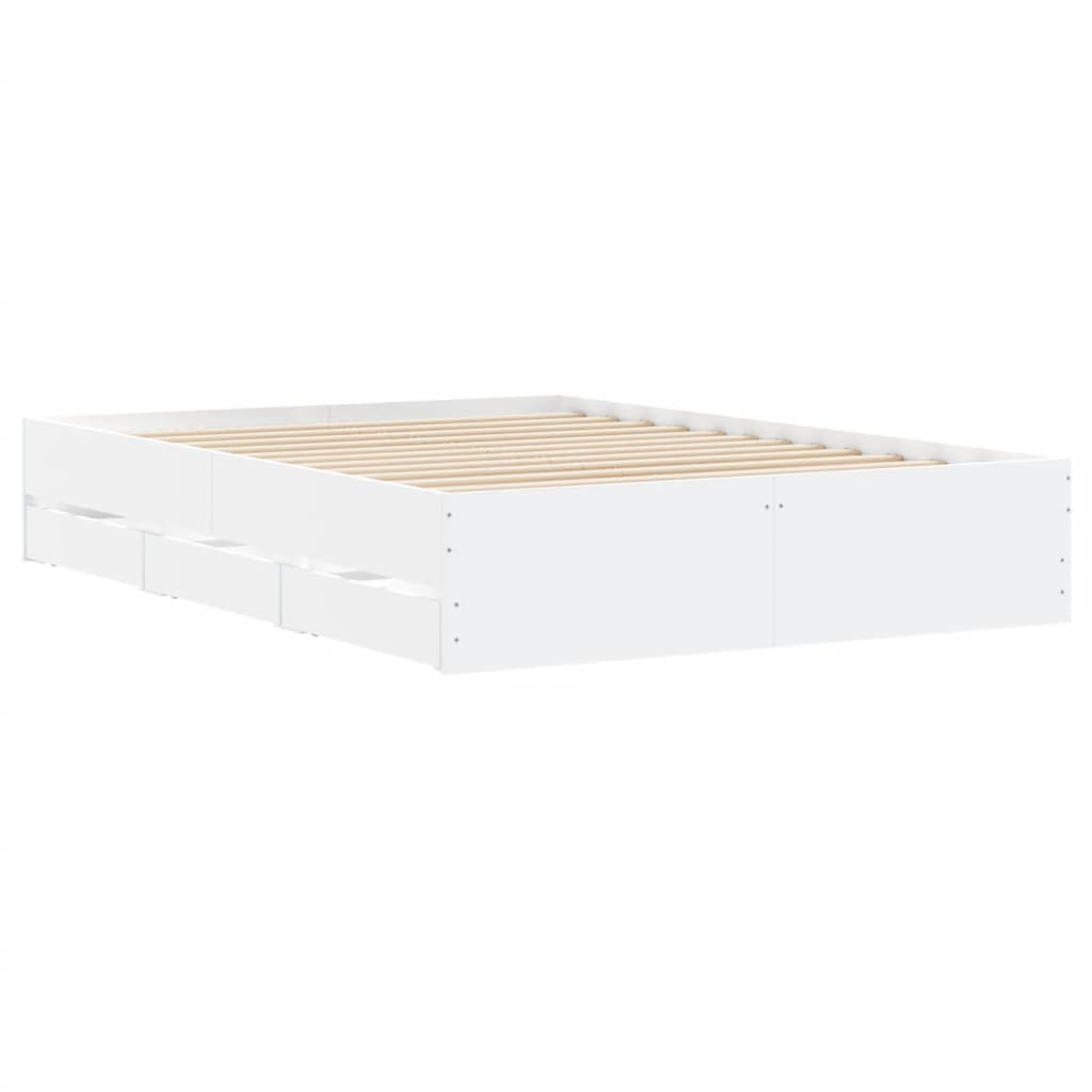vidaXL Cadru de pat cu sertare, alb, 120x190 cm, lemn prelucrat vidaXL Cadru de pat cu sertare, alb, 120x190 cm, lemn prelucrat