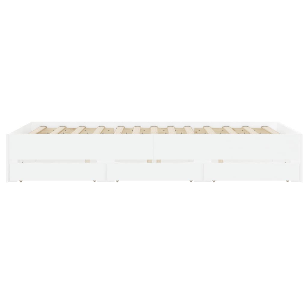 vidaXL Cadru de pat cu sertare, alb, 120x190 cm, lemn prelucrat vidaXL Cadru de pat cu sertare, alb, 120x190 cm, lemn prelucrat