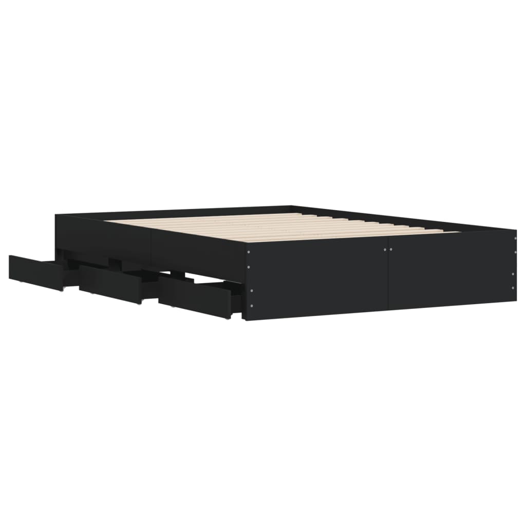 vidaXL Cadru de pat cu sertare, negru, 120x190 cm, lemn prelucrat vidaXL Cadru de pat cu sertare, negru, 120x190 cm, lemn prelucrat