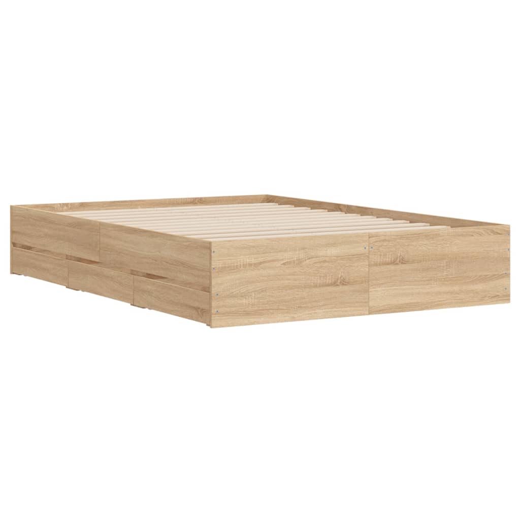 vidaXL Cadru de pat cu sertare stejar sonoma 120x190 cm lemn prelucrat vidaXL Cadru de pat cu sertare stejar sonoma 120x190 cm lemn prelucrat