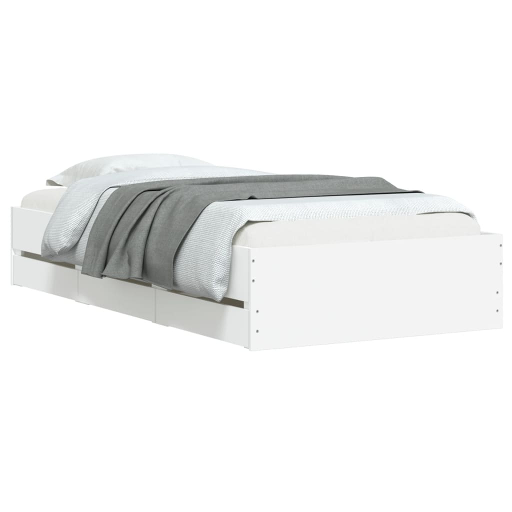 vidaXL Cadru de pat cu sertare, alb, 90x190 cm, lemn prelucrat vidaXL Cadru de pat cu sertare, alb, 90x190 cm, lemn prelucrat