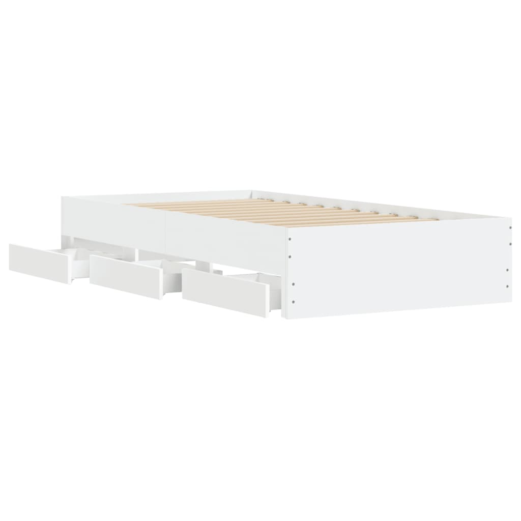 vidaXL Cadru de pat cu sertare, alb, 90x190 cm, lemn prelucrat vidaXL Cadru de pat cu sertare, alb, 90x190 cm, lemn prelucrat