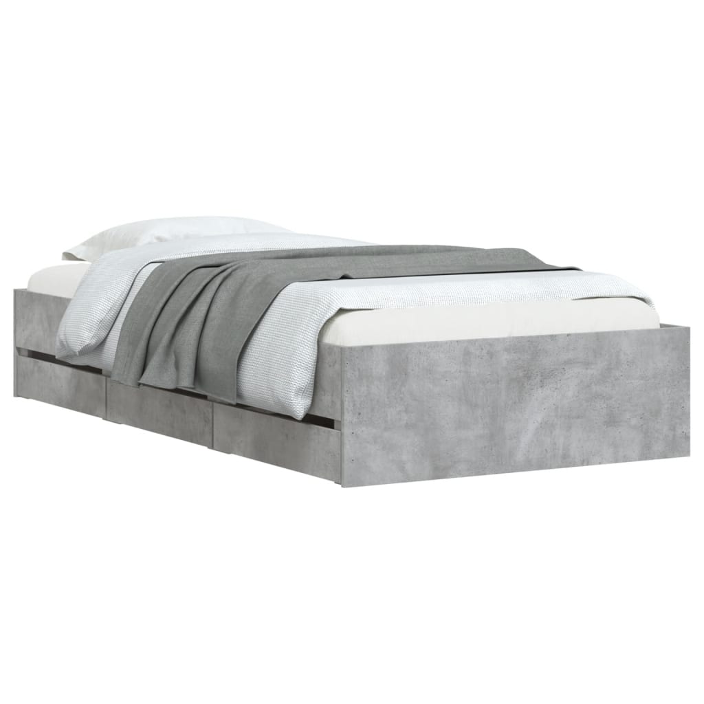 vidaXL Cadru de pat cu sertare, gri beton, 90x190 cm, lemn prelucrat vidaXL Cadru de pat cu sertare, gri beton, 90x190 cm, lemn prelucrat