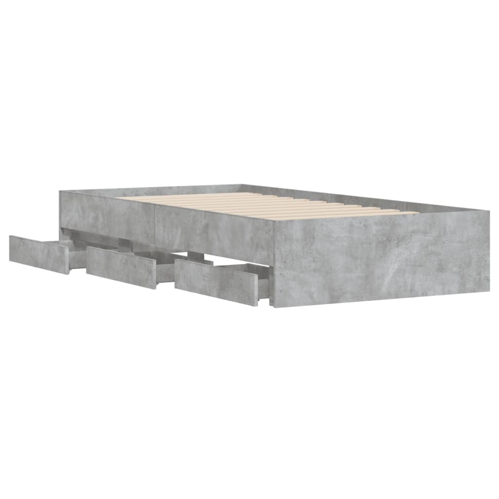 vidaXL Cadru de pat cu sertare, gri beton, 90x190 cm, lemn prelucrat vidaXL Cadru de pat cu sertare, gri beton, 90x190 cm, lemn prelucrat
