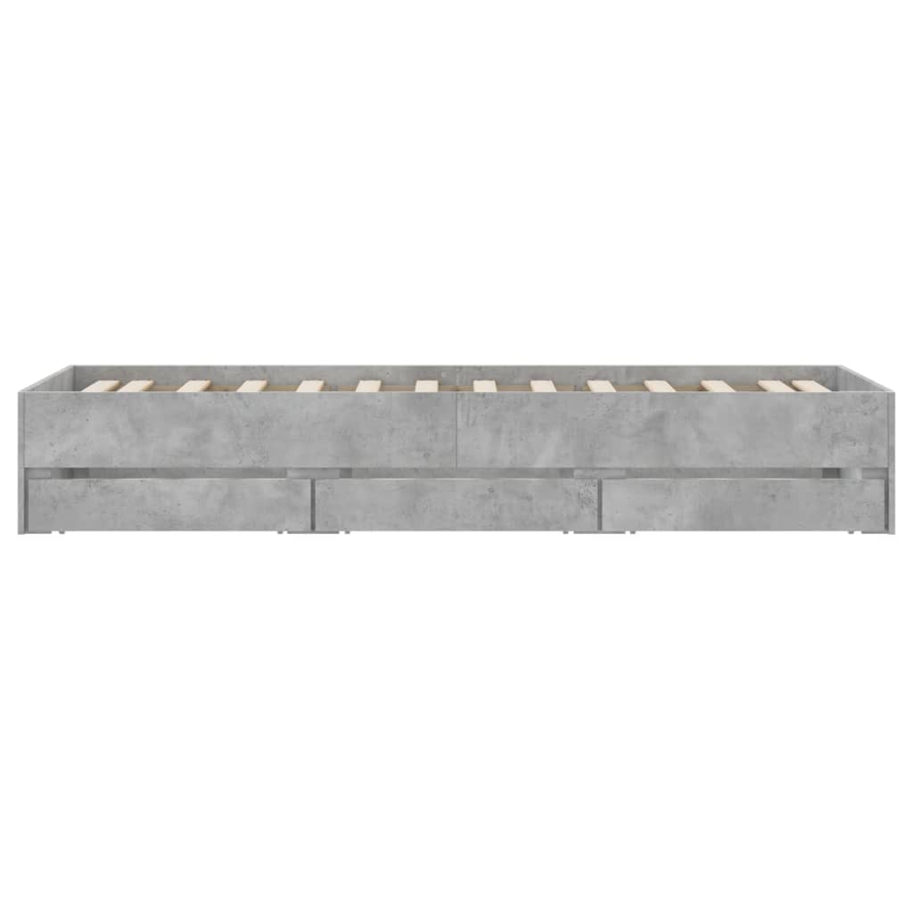 vidaXL Cadru de pat cu sertare, gri beton, 90x190 cm, lemn prelucrat vidaXL Cadru de pat cu sertare, gri beton, 90x190 cm, lemn prelucrat