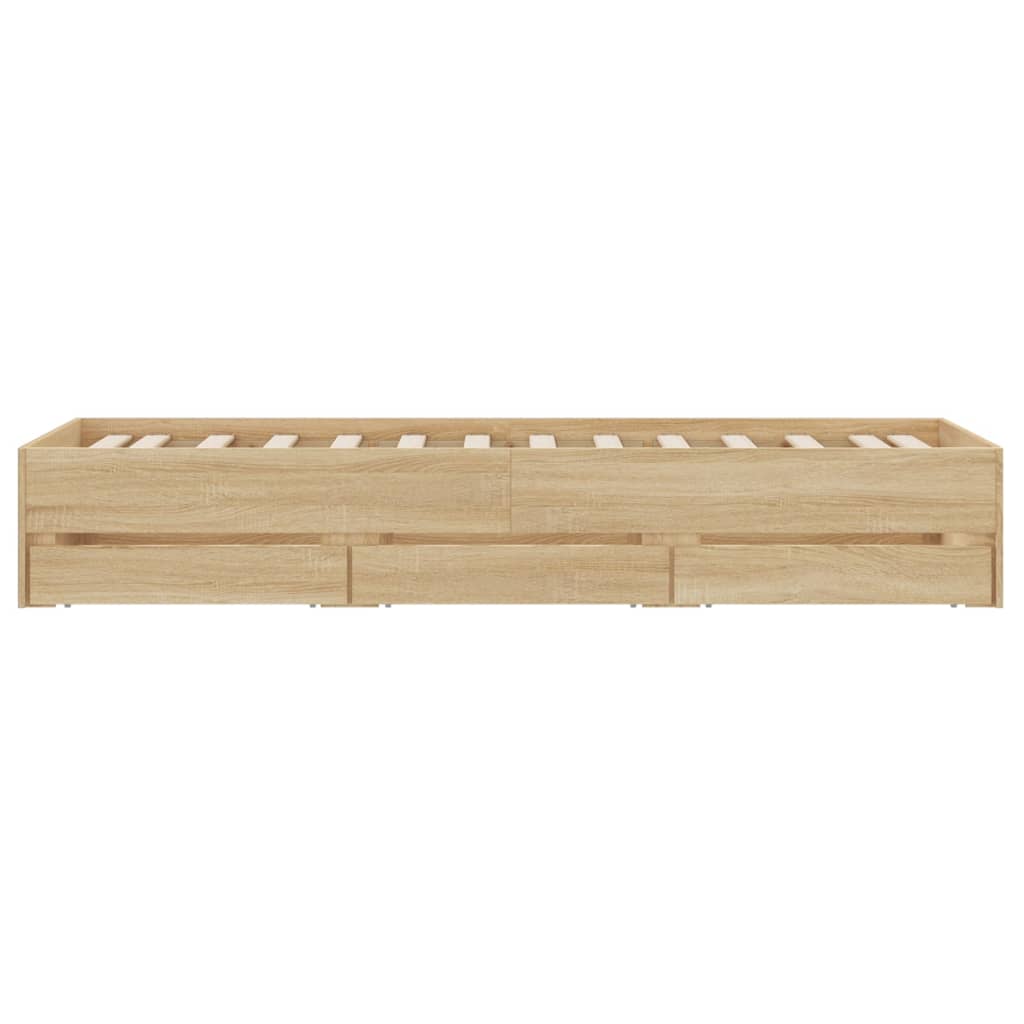 vidaXL Cadru de pat cu sertare stejar sonoma 75x190 cm lemn prelucrat