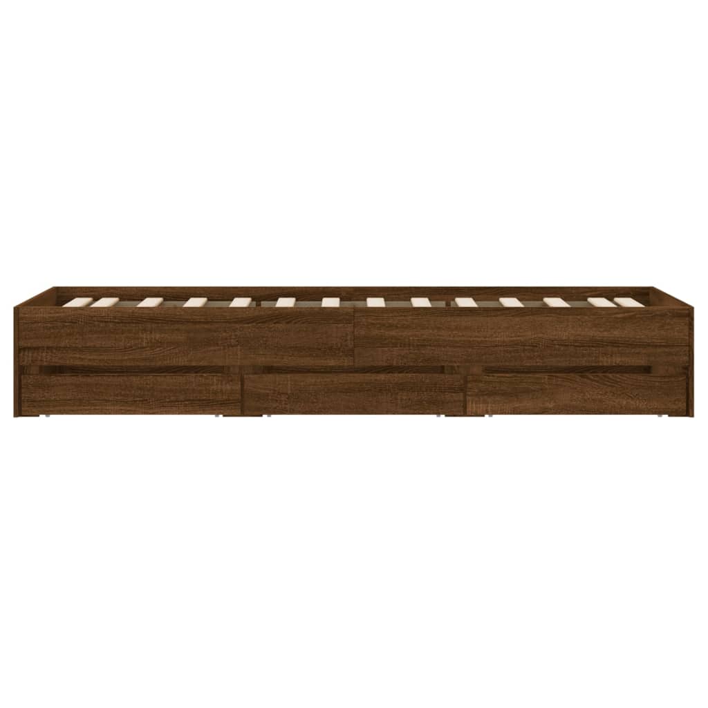vidaXL Cadru de pat cu sertare stejar maro 75x190 cm lemn prelucrat