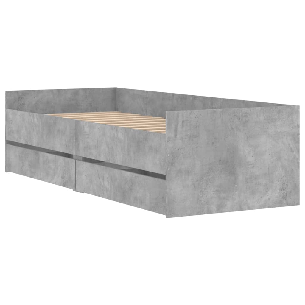vidaXL Cadru de pat cu sertare, gri beton, 100x200 cm vidaXL Cadru de pat cu sertare, gri beton, 100x200 cm