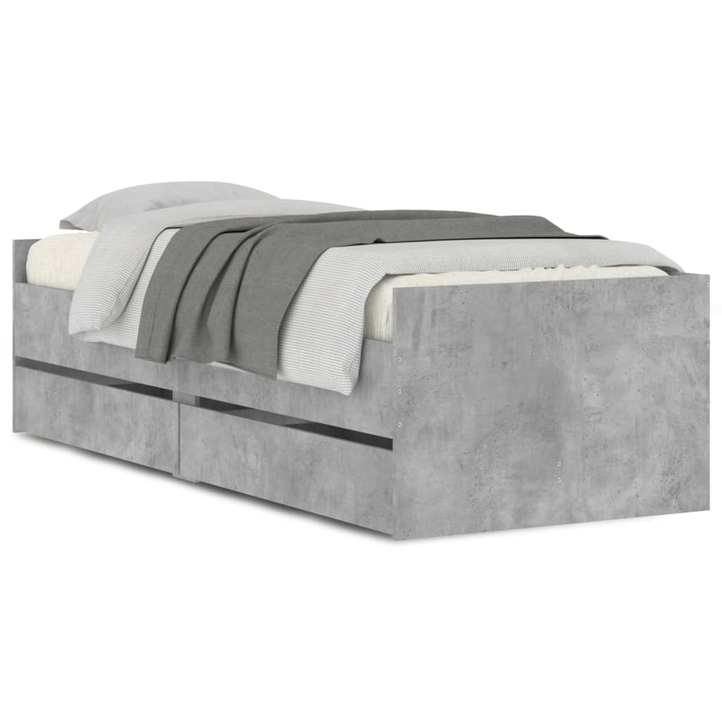 vidaXL Cadru de pat cu sertare, gri beton, 90x190 cm vidaXL Cadru de pat cu sertare, gri beton, 90x190 cm