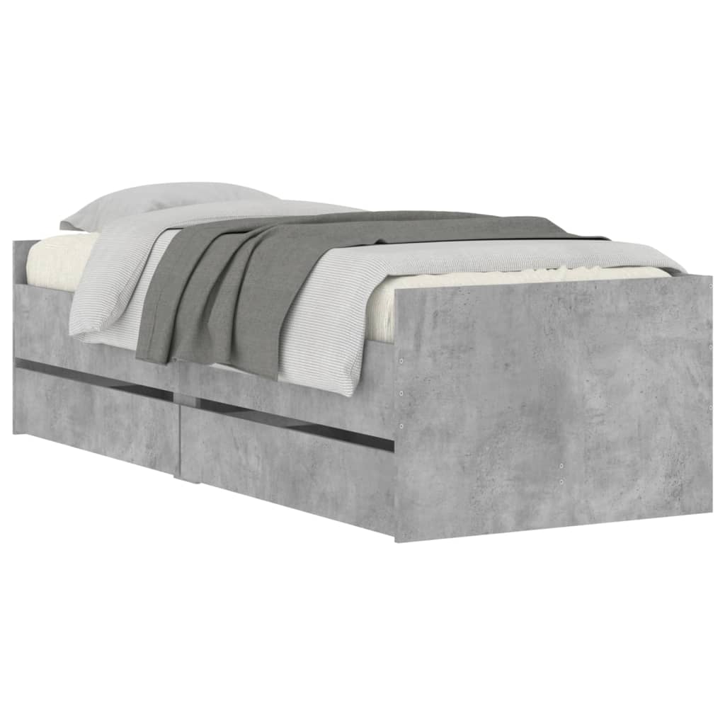 vidaXL Cadru de pat cu sertare, gri beton, 90x190 cm vidaXL Cadru de pat cu sertare, gri beton, 90x190 cm