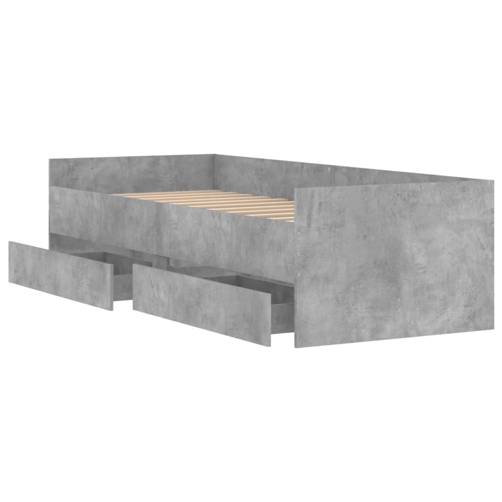 vidaXL Cadru de pat cu sertare, gri beton, 90x190 cm vidaXL Cadru de pat cu sertare, gri beton, 90x190 cm