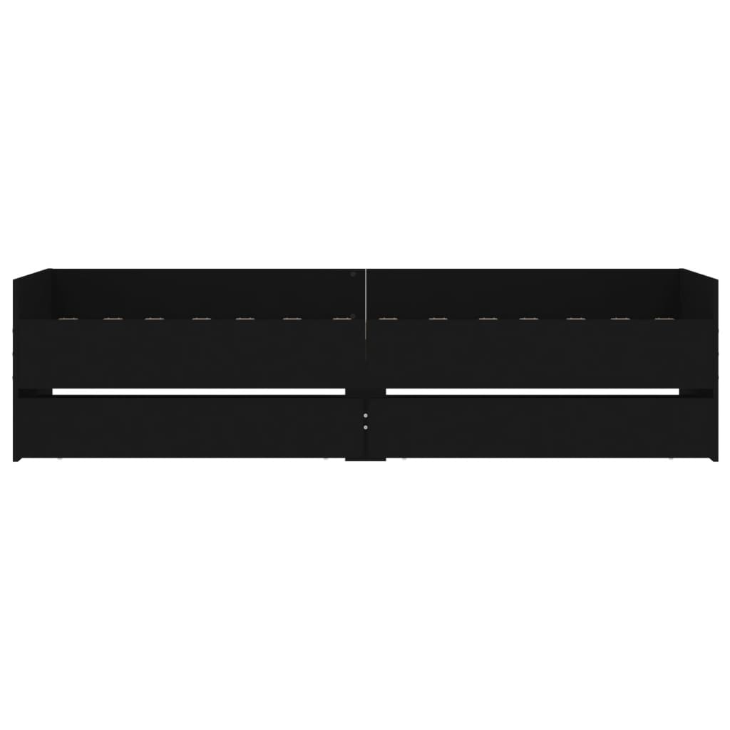 vidaXL Cadru de pat cu sertare, negru, 75x190 cm mic, single