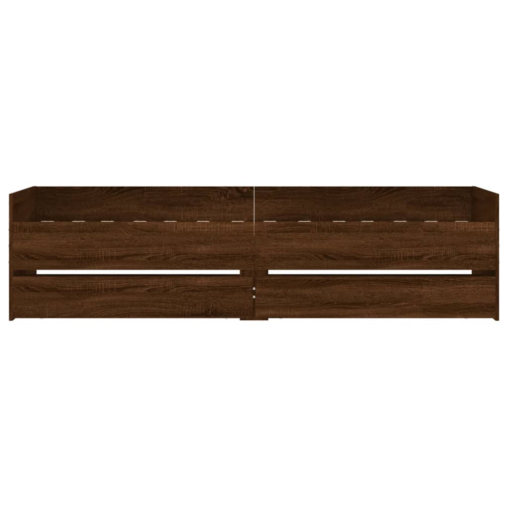 vidaXL Cadru de pat cu sertare, stejar maro, 75x190 cm, mic single