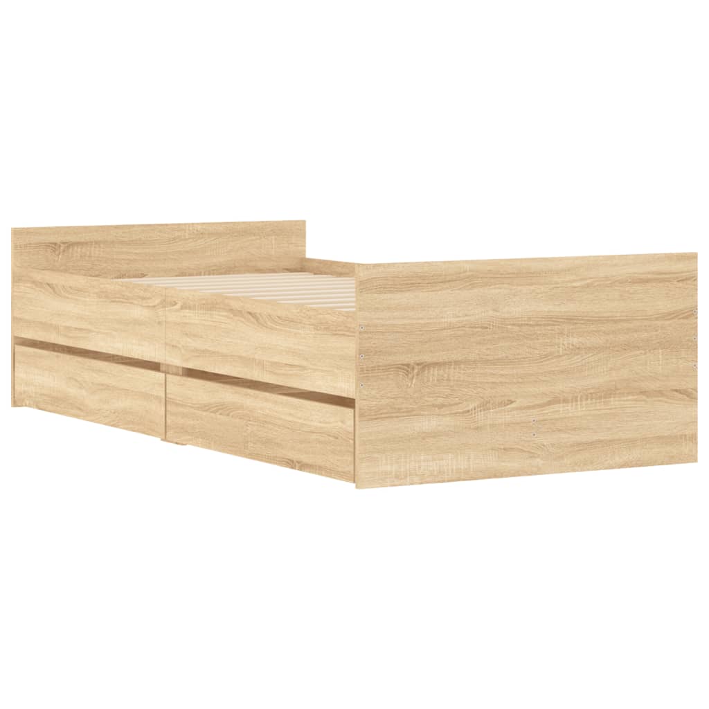 vidaXL Cadru de pat cu sertare, stejar sonoma, 100x200 cm vidaXL Cadru de pat cu sertare, stejar sonoma, 100x200 cm