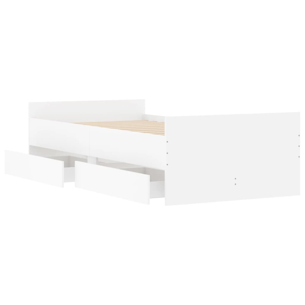 vidaXL Cadru de pat cu sertare, alb, 100x200 cm