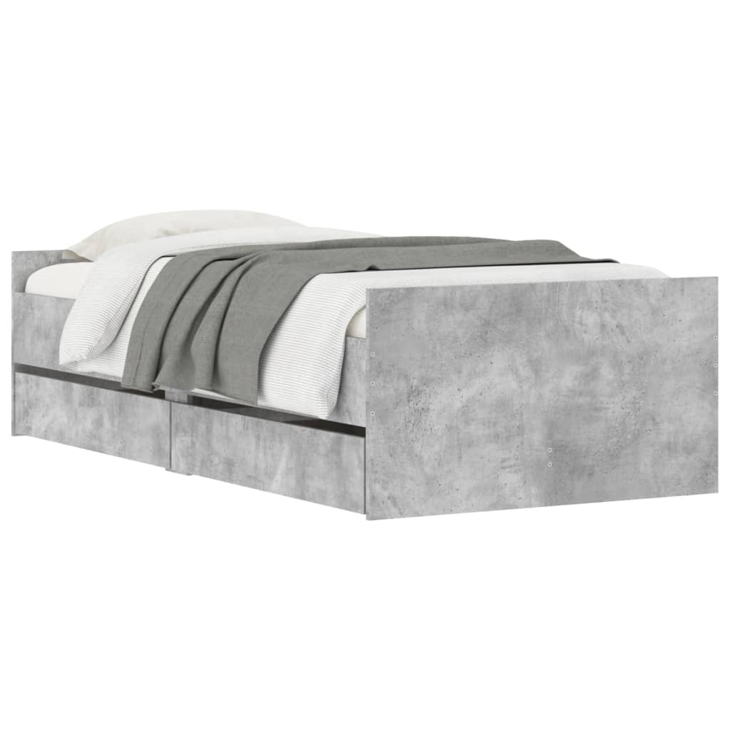 vidaXL Cadru de pat cu sertare, gri beton, 90x200 cm vidaXL Cadru de pat cu sertare, gri beton, 90x200 cm