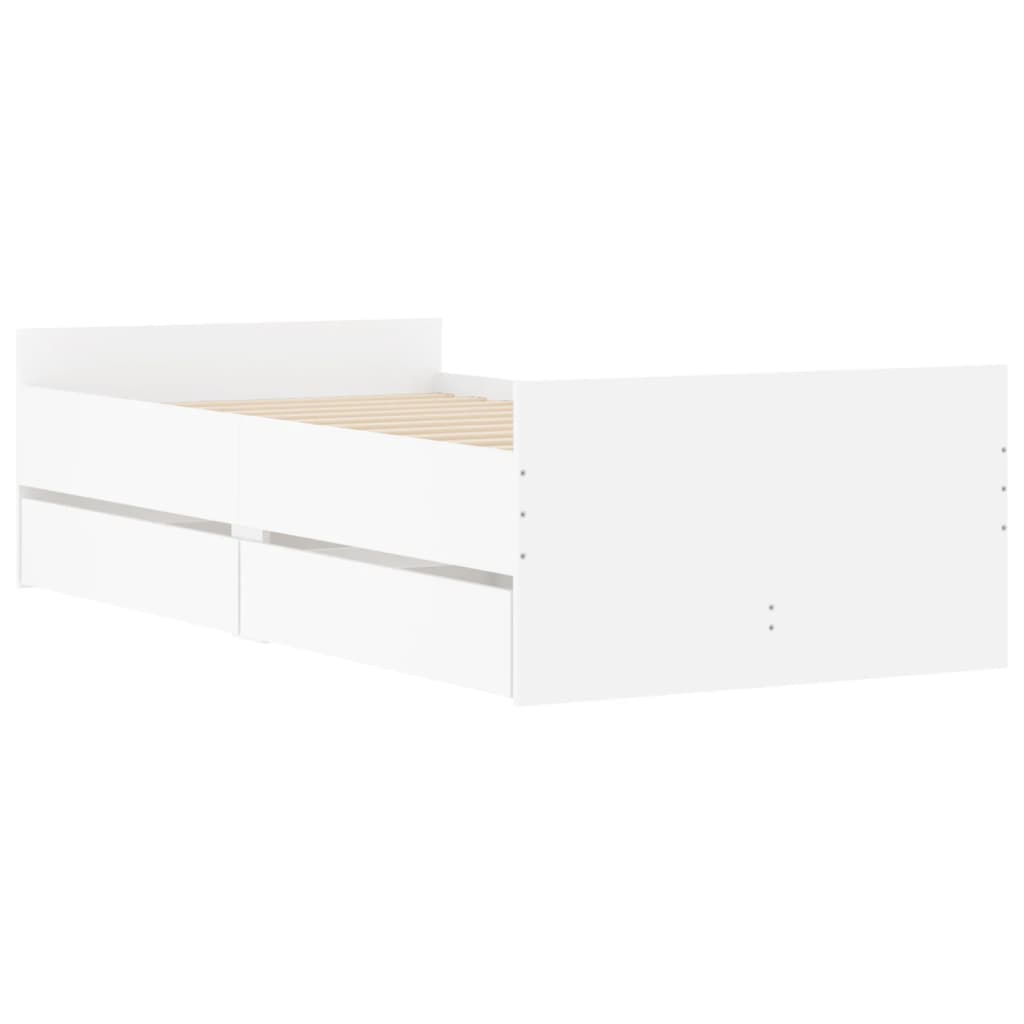 vidaXL Cadru de pat cu sertare, alb, 90x190 cm vidaXL Cadru de pat cu sertare, alb, 90x190 cm