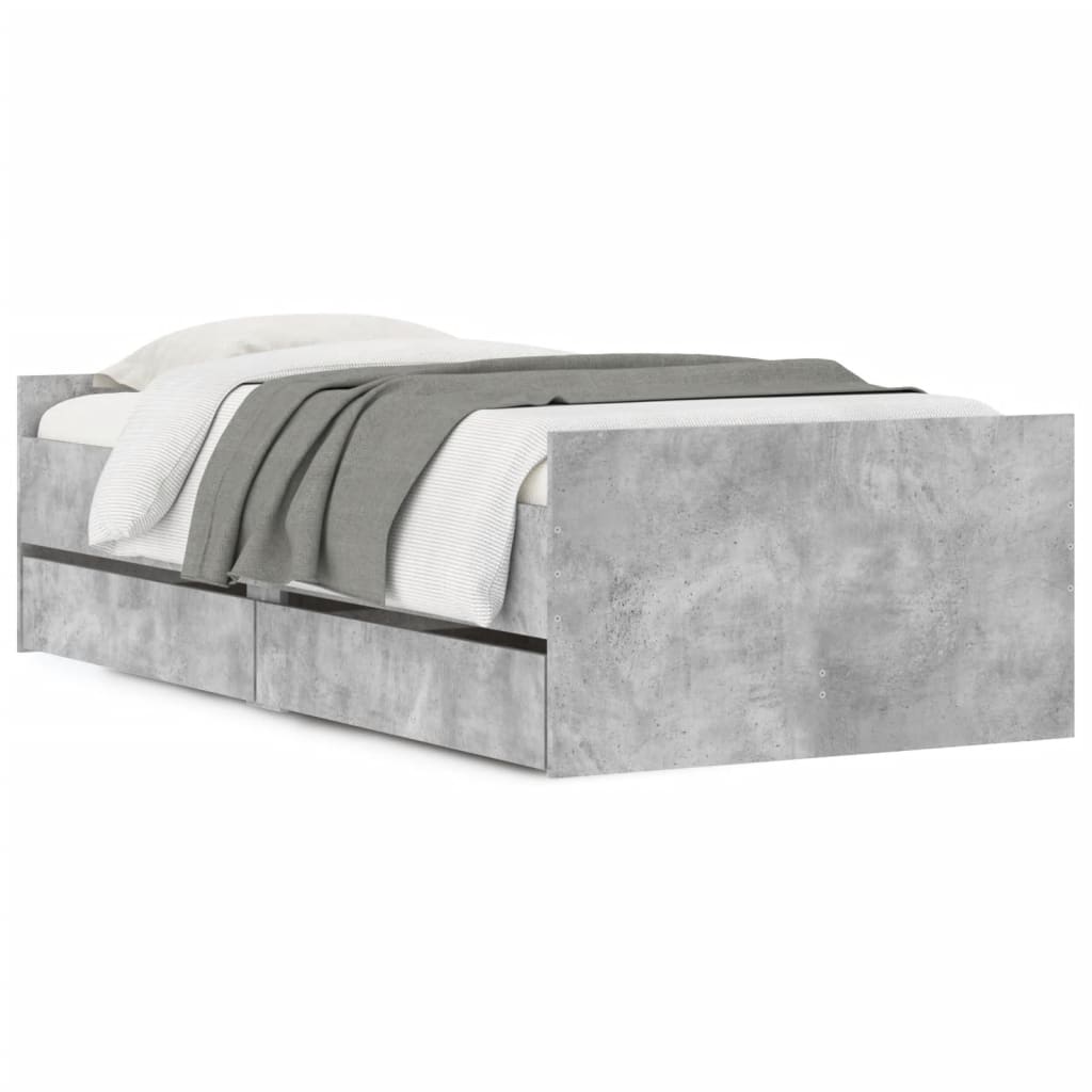 vidaXL Cadru de pat cu sertare, gri beton, 90x190 cm vidaXL Cadru de pat cu sertare, gri beton, 90x190 cm
