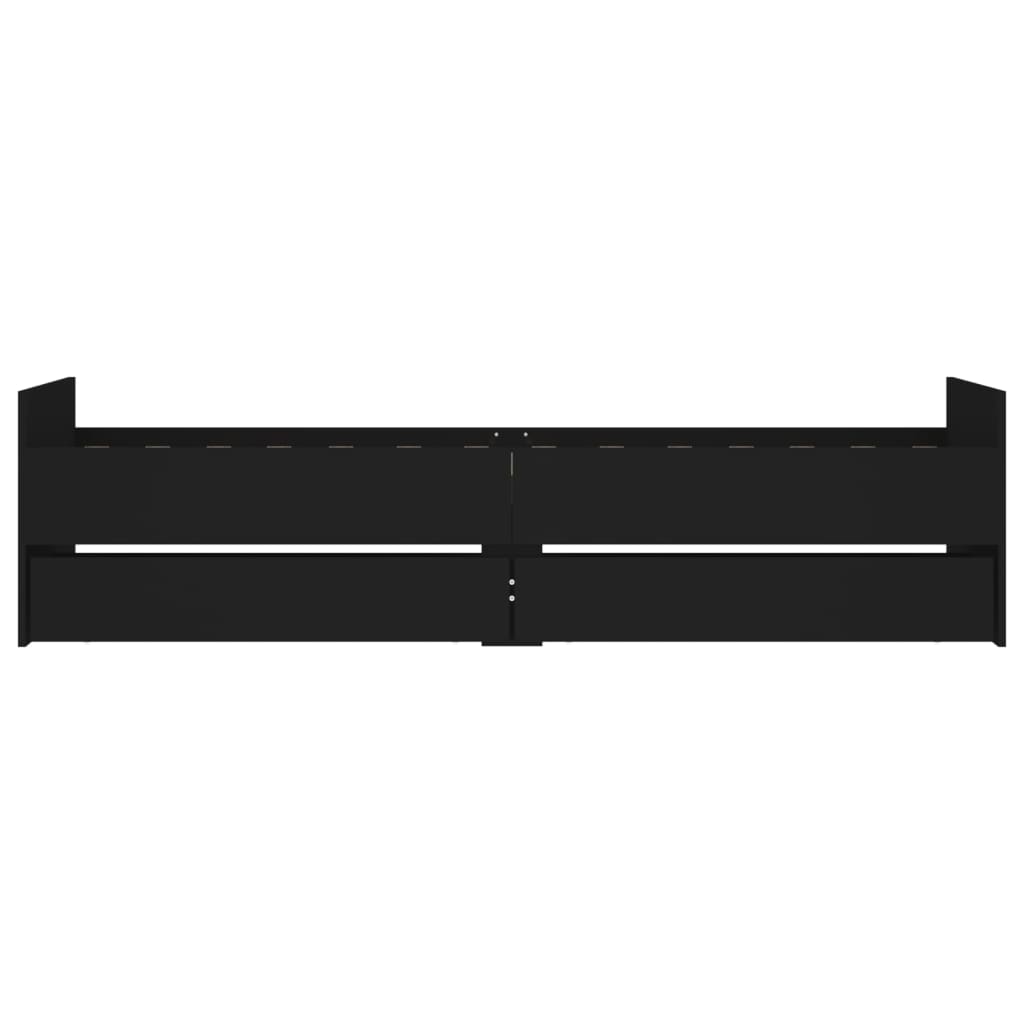 vidaXL Cadru de pat cu sertare, negru, 75x190 cm mic, single vidaXL Cadru de pat cu sertare, negru, 75x190 cm mic, single