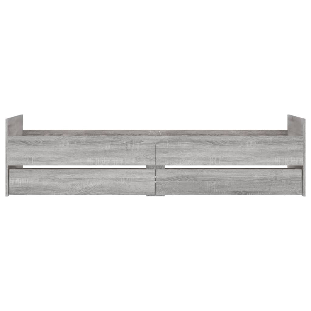vidaXL Cadru de pat cu sertare, sonoma gri, 75x190 cm, mic single